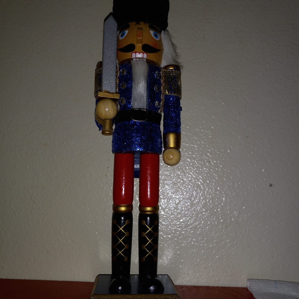 Festive Nutcracker Soldier Decor in Blue and Red